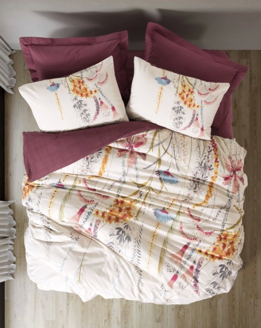 Cotton Box Nevresim Takımı Tek Kişilik Flos Bordo