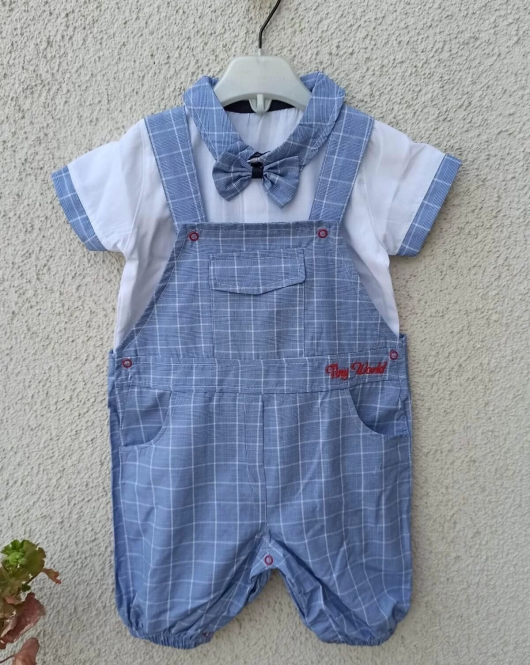 Erkek Bebek Classıc Papyonlu Gömlekli Tulum