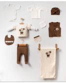Çiçek ve Fiyonk Detaylı 10 Parça Bebek Hastane Çıkışı Ful Set