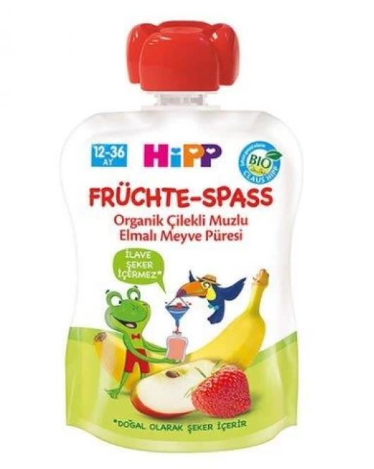 Hipp Organik Çilekli Muzlu Elmalı Meyve Püresi 100 Gr