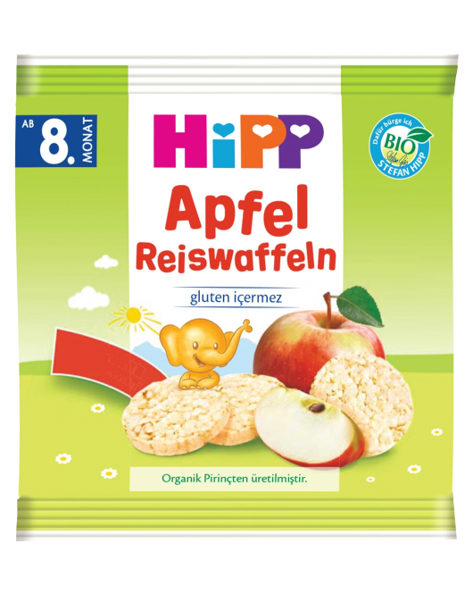 Hipp Organik Elmalı Pirinçli Bebek Gofreti 30 Gr