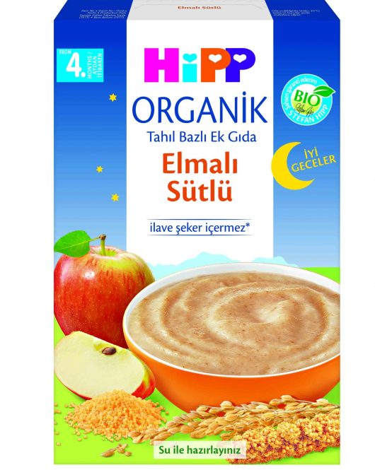 Hipp Organik İyi Geceler Elmalı Sütlü Tahıl Bazlı Ek Gıda 250 Gr