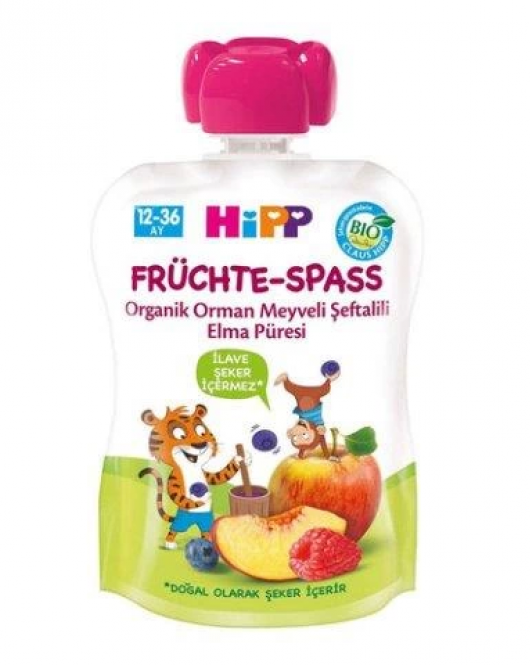 Hipp Organik Orman Meyveli Şeftalili Elma Püresi 100 Gr
