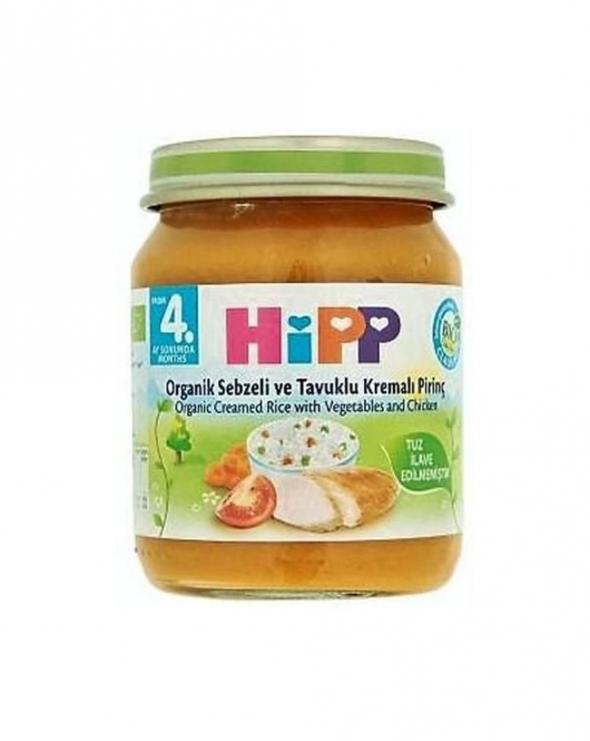 Hipp Organik Sebze ve Tavuklu Kremalı Pirinç 125 Gr