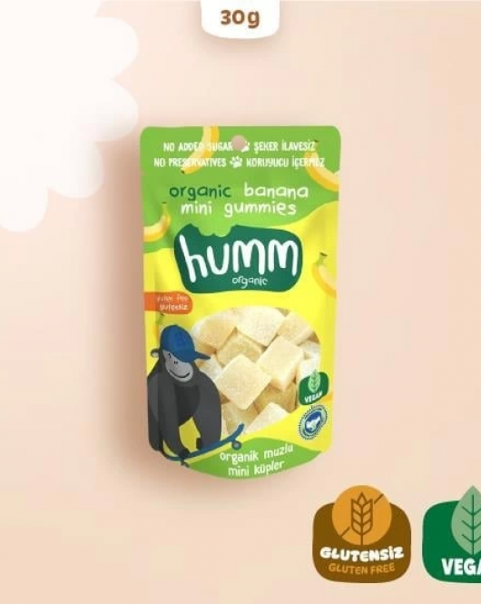 Humm Organik Muzlu Glutensiz Vegan Mini Küpler 30 Gr