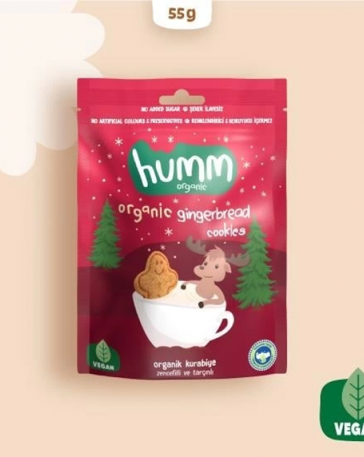 Humm Organik Zencefilli ve Tarçınlı Vegan Kurabiye 55 Gr