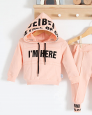 I'm Here Desenli 2'li % 100 Pamuk Kız Bebek Takımı