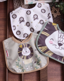 Kaplan Temalı Kare 3 Parça Microfiber Mama Önlüğü Kendi Kutusunda (Sıvı Geçirmez) Çıtçıtlı
