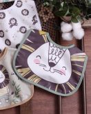 Kaplan Temalı Kare 3 Parça Microfiber Mama Önlüğü Kendi Kutusunda (Sıvı Geçirmez) Çıtçıtlı