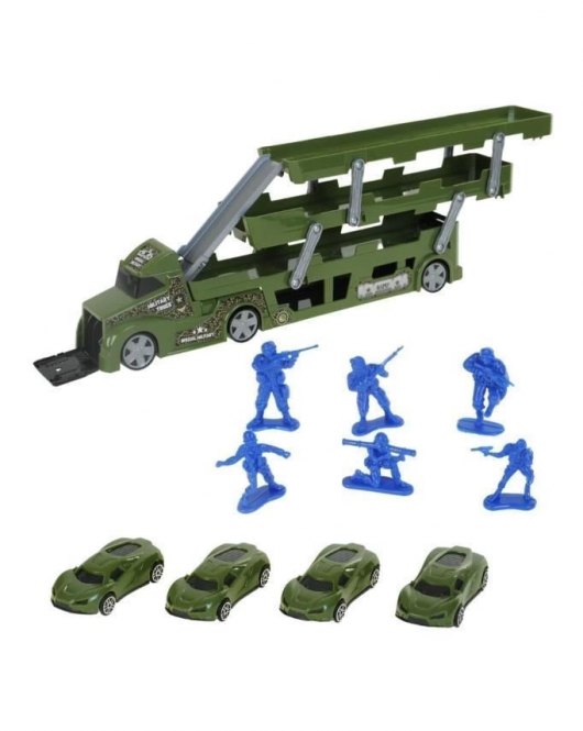 King Toys Arabalı Asker Aksesuarlı 3 Katlı Taşıyıcı Askeri Tır LAL 1111