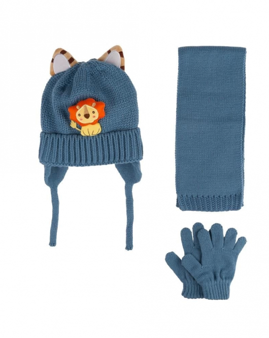 Kitti Bebe Erkek Atkı Bere Eldiven Takım (1-4 Yaş) K24160-08 Petrol