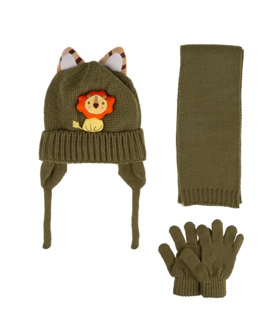 Kitti Bebe Erkek Atkı Bere Eldiven Takım (1-4 Yaş) K24160-08 Yeşil