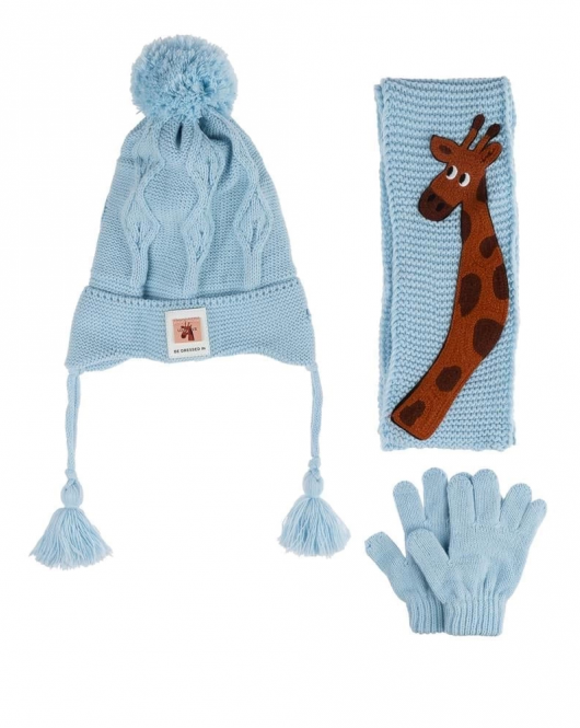 Kitti Bebe Erkek Atkı Bere Eldiven Takım (1-4 Yaş) K24160-09 Açık Mavi