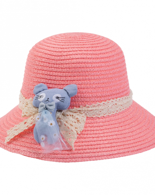 Kitti Bebe Hasır Şapka (2-6 Yaş) Y24700-01 Pembe