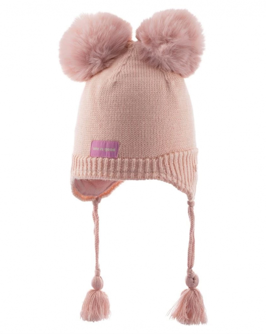 Kitti Bebe Kız Kulaklı Bere (1-4 Yaş) K23120-04 Pudra