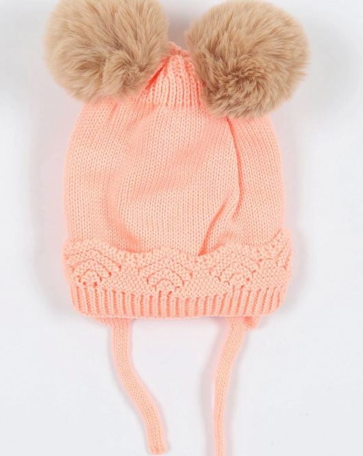 Kitti Bebe Kız Kulaklı Bere (1-4 Yaş) K24120-04 Şeftali