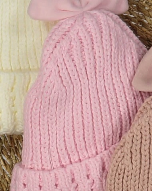 Kitti Bebe Kız Kulaklı Bere (1-4 Yaş) K24120-05 Açık Pembe