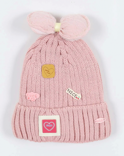 Kitti Çocuk Kız Kulaklı Bere (4-8 Yaş) K24130-02 Soft Pembe