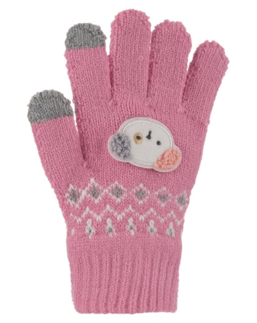 Kitti Çocuk Kız Örme Eldiven (4-8 Yaş) K24230-01 Pembe