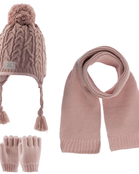 Kitti Kız Atkı Bere Eldiven Takım (1-4 Yaş) K23160-04 Pudra