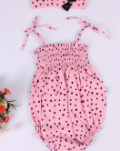 Kız Bebek Pembe Puantiyeli Askılı Body