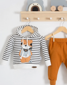 Look Bear 2'li Kapişonlu Erkek Bebek Takım