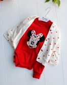 Yenidoğan Mickey Desenli 8'li Kız Bebek Hastane Çıkışı Kırmızı