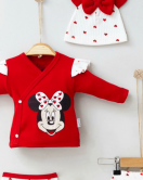 Yenidoğan Mickey Desenli 8'li Kız Bebek Hastane Çıkışı Kırmızı