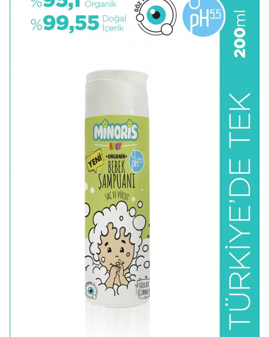 Minoris Baby Organik Bebek Saç ve Vücut Şampuanı 200ml