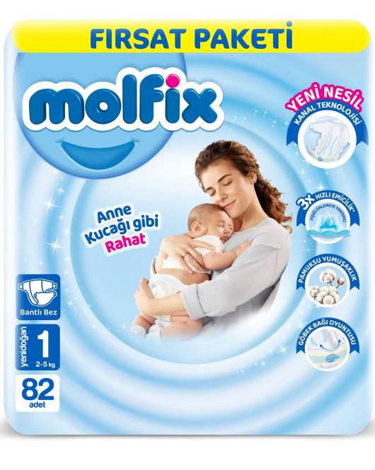 Molfix Bebek Bezi Fırsat Paketi 1 Beden 2-5 Kg 82 Adet