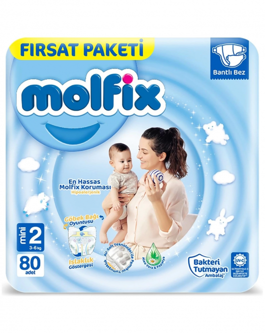 Molfix Bebek Bezi Fırsat Paketi 2 Beden 3-6 Kg 80 Adet