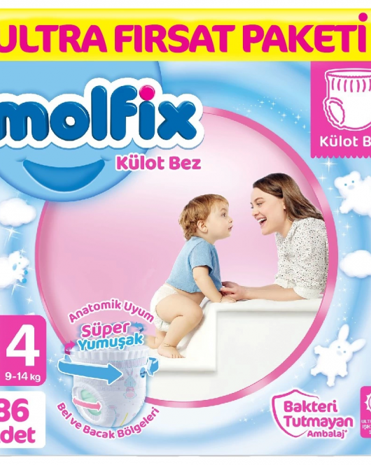 Molfix Külot Bez Ultra Fırsat Paketi 4 Beden 9-14 Kg 86 Adet