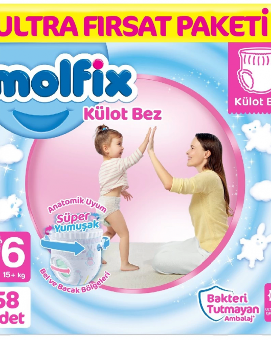 Molfix Külot Bez Ultra Fırsat Paketi 6 Beden 15+ Kg 58 Adet