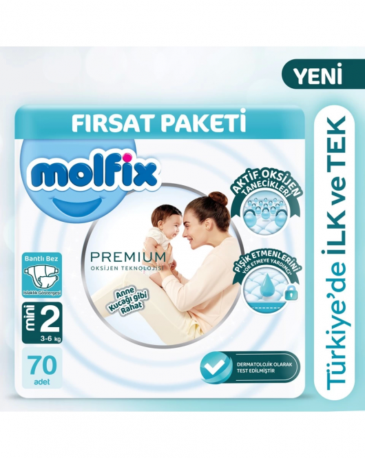 Molfix Premium Bebek Bezi Fırsat Paketi 2 Beden 3-6 Kg 70 Adet