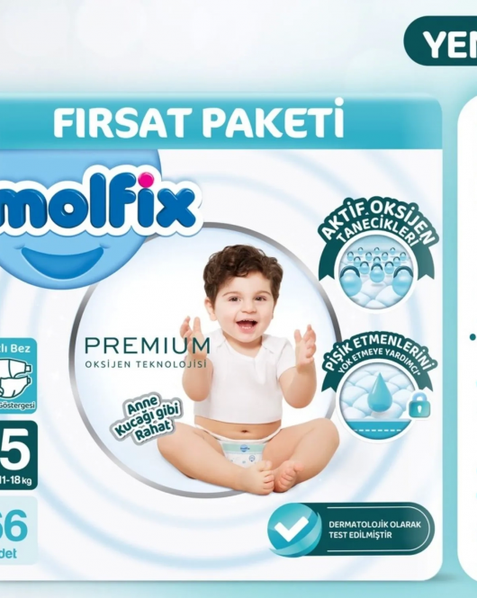 Molfix Premium Bebek Bezi Ultra Fırsat Paketi 5 Beden 11-18 Kg 66 Adet