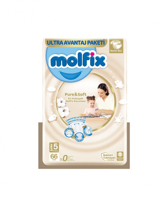 Molfix Pure&Soft Bebek Bezi Ultra Avantaj Paketi 5 Beden 11-18 Kg 66 Adet