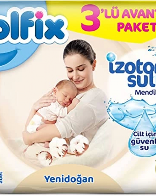Molfix Yenidoğan İzotonik Sulu Doğal Pamuk Islak Havlu Mendil 3'Lü 150 Yaprak