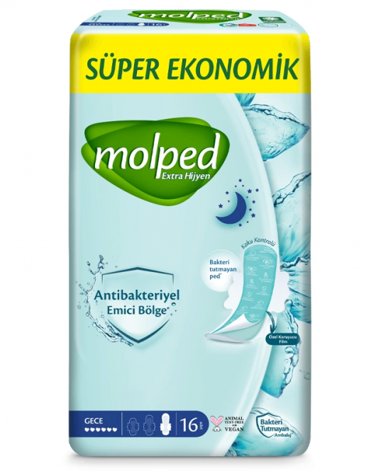Molped Ekstra Hijyen Gece Ped Süper Eko 16 Adet