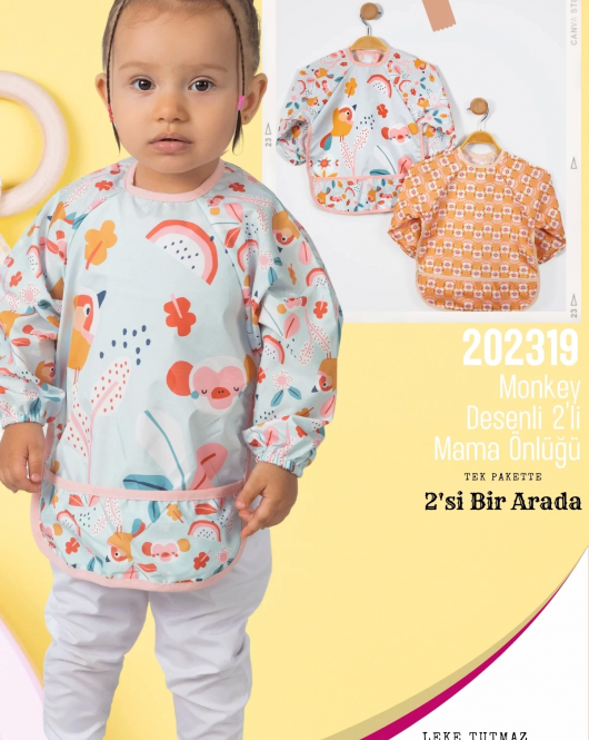 Monkey 2'li Kombin Kollu Mama Önlüğü