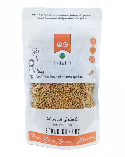 Og Natural Organik Karışık Sebzeli Bakliyat Unlu Bebek Kuskus 250 Gr