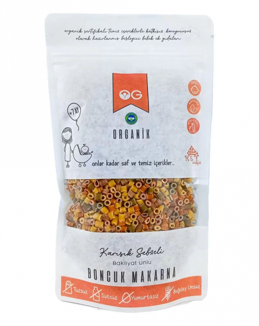 Og Natural Organik Karışık Sebzeli Bakliyat Unlu Boncuk Makarna 200 Gr