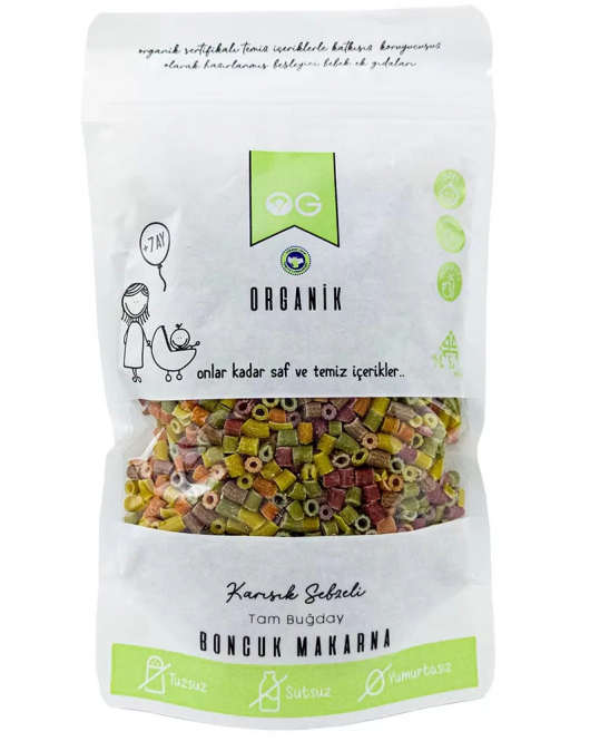Og Natural Organik Karışık Sebzeli Tam Buğday Boncuk Makarna 200 Gr