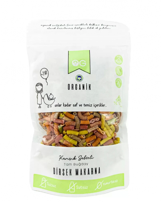 Og Natural Organik Karışık Sebzeli Tam Buğday Dirsek Makarna 200 Gr