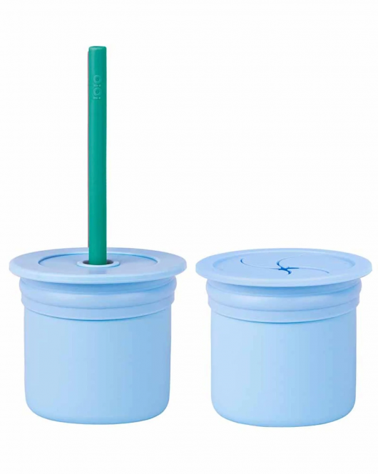 OiOi Ham+Hüp Pipetli Silikon Bardak Seti Mineral Blue / Aqua Green