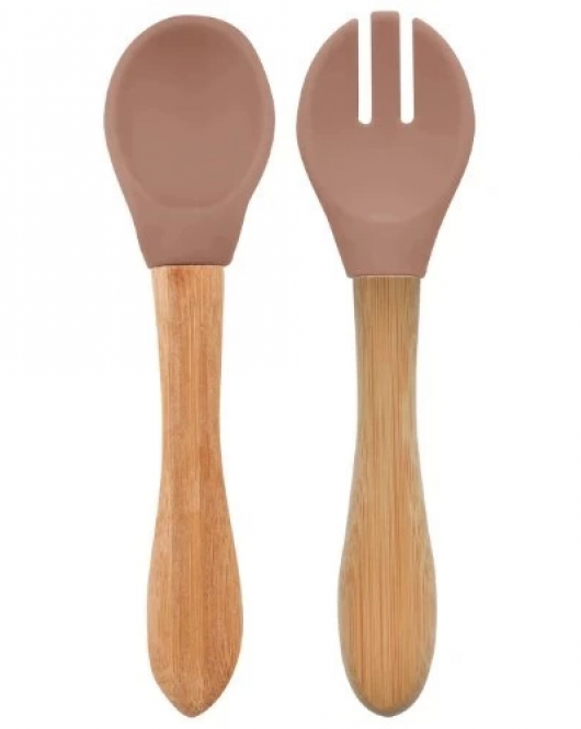 OiOi Mama Kaşığı ve Çatal Seti Woody Brown