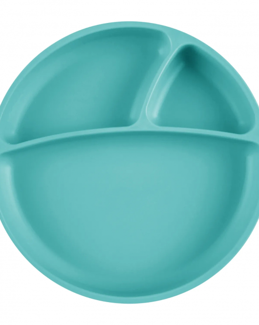 OiOi Porsiyon Vakum Tabanlı Silikon Tabak Aqua Green