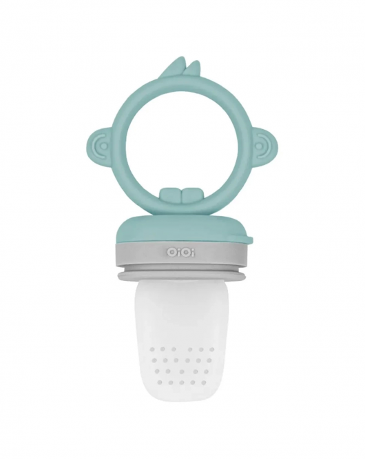 OiOi Silikon Püre Meyve Sebze Emziği Aqua Green / Powder Grey