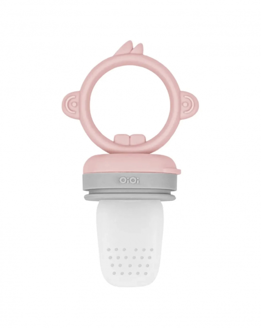 OiOi Silikon Püre Meyve Sebze Emziği Pinky Pink / Powder Grey