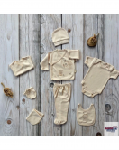 Organik Bebek 8 Parça Hastane Çıkışı Unisex Sütlü Kahve