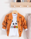 Panda Desenli Hırkalı 3'lü Erkek Bebek Takım